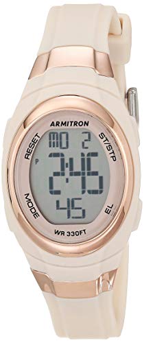 Armitron Sport Women's 45/7034PBH Rose Gold-Tone Accented Digital Chronograph Blush Pink Resin Strap Watch