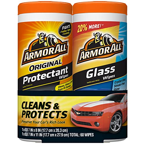 Armor All Car Cleaning Wipes and Glass Wipes, 30 Count Each, 2 Pack
