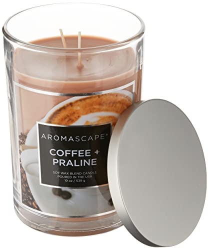 Aromascape PT41923 2-Wick Scented Jar Candle, Coffee & Praline, 19-Ounce, Brown