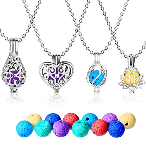 Aromatherapy Essential Oil Diffuser Necklaces with Lava Stones
