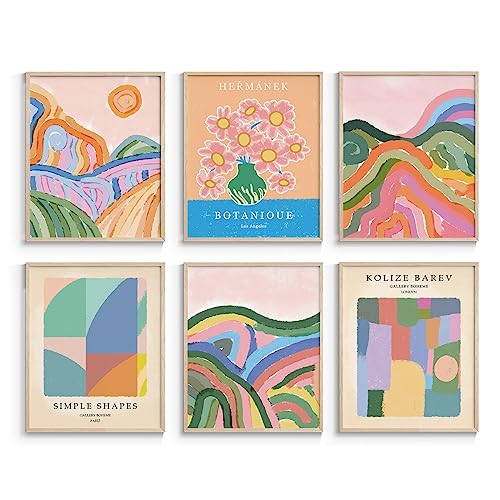 ARPEOTCY Abstract Scenery Wall Decor, Colorful Painting Landscape Wall Art Prints, Cute Children Nursery Wall Decor Set of 6 8x10in UNFRAMED