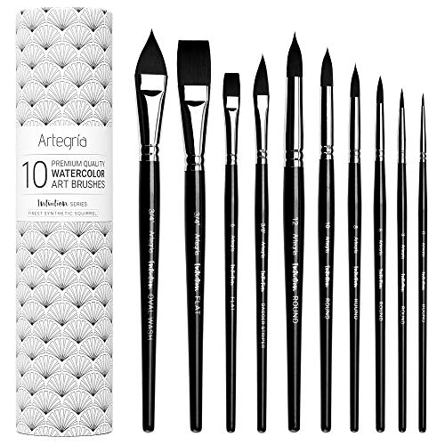 ARTEGRIA Watercolor Brush Set - Professional Watercolor Paint Brushes for Artists