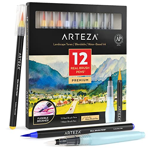 ARTEZA Real Brush Pens - Landscape Tones - Set of 12