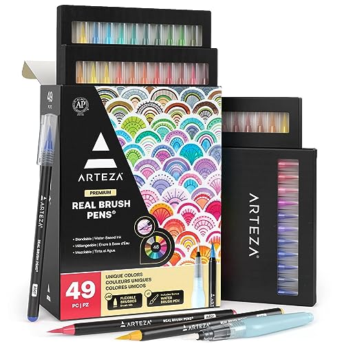 ARTEZA Real Brush Pens - Vibrant Colors for Dynamic Watercolor Effects