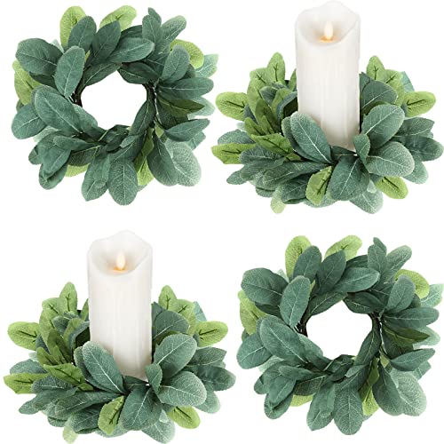 Artificial Eucalyptus Leaves Wreaths Candle Rings - Cozy Home Decor