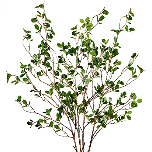 Artificial Ficus Branches Faux Leaf Spray Green Eucalytus