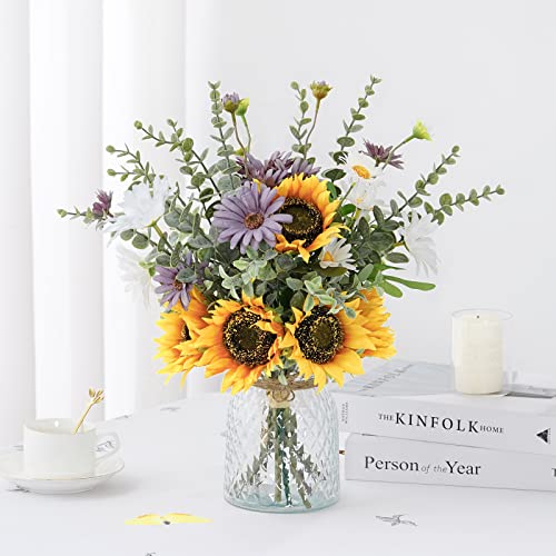 Artificial Flowers Sunflowers Bouquet with Vase