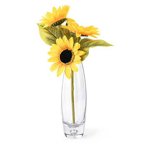 Artificial Flowers with Hand Blown Glass Vase