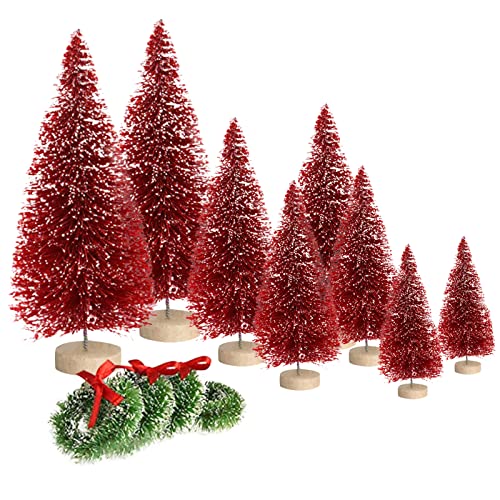 Artificial Mini Christmas Trees with Wood Base