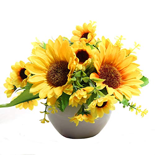 Artificial Sunflower Mini Flower with Vase for Home Decor