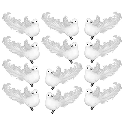 Artificial White Doves Decoration - Pack of 12