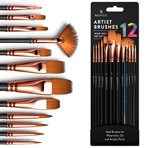 Artist Paint Brush Set Of 12 Painting Brushes Kit 5105xRCX9cL 