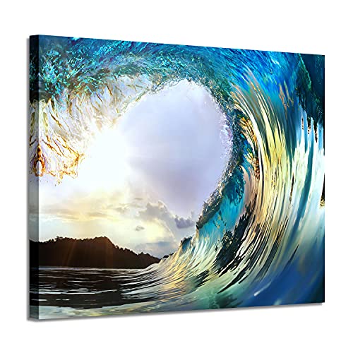 Artistic Path Ocean Wave Canvas Picture Print Sunset Seascape Artwork Rolling Wave Wall Art For Bathroom 51FOpaeahJL 