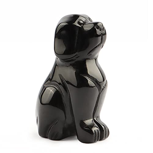 Artistone Black Obsidian Dog Crystal Figurine