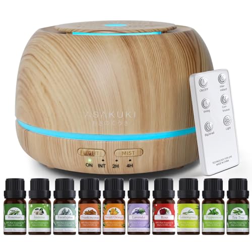 ASAKUKI Essential Oil Diffuser with Gift Set and Remote Control