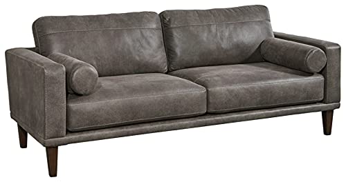 Ashley Arroyo Mid Century Modern Faux Leather Sofa