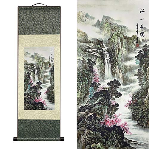 Asian Decor for Home Silk Scroll Painting