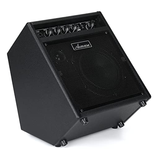 Asmuse Electric Drum Amp, Portable 25W Practice Drum Amplifier Speaker with AUX Input, Volume, Treble, and Middle Controls