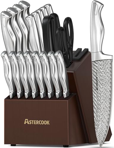 Astercook 21-Piece Kitchen Knife Set with Block