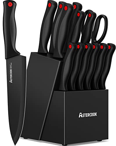 Astercook Knife Set - 15 Pieces Kitchen Knife Set with Block