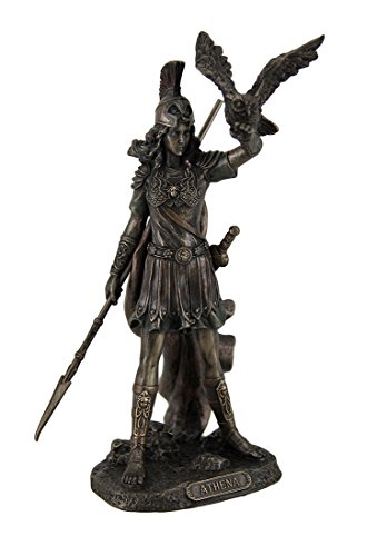 Athena - Resin, Greek Goddess Of Wisdom And War with Owl Statue