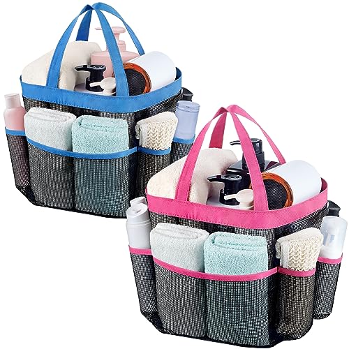 Attmu 2 Pack Portable Shower Caddy with 8 Storage Pockets