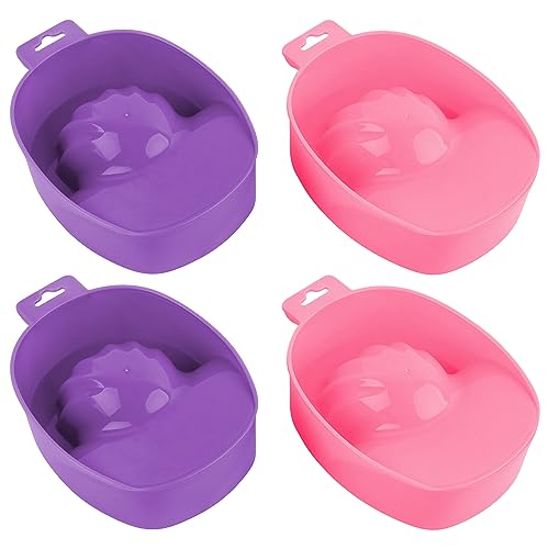 AUEAR Manicure Bowls Nail Soaking Bowl Tray (Purple & Pink, 4-Pack)