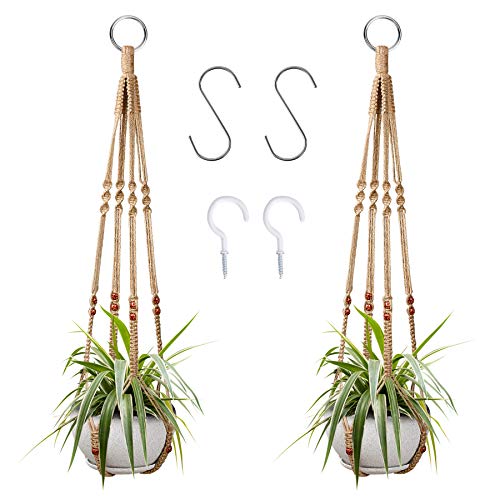 Augshy 2 Pcs Plant Hangers - Premium Macrame Hanging Planter Basket