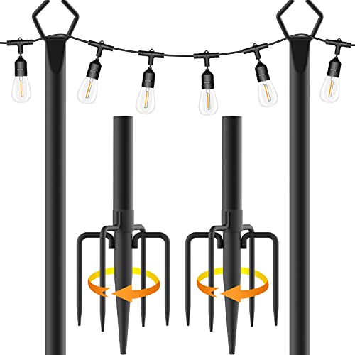 Aulimhti String Light Poles 10Ft Metal Poles with Fork for Hanging Outdoor String Light