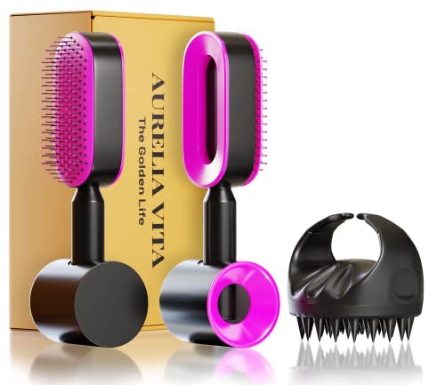 Aurelia Vita | Self Cleaning Hair Brush with Shampoo Scalp Massager Set