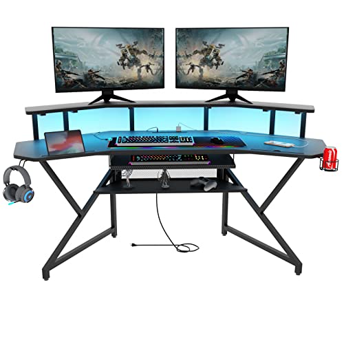 Auromie 72" Gaming Desk with Power Outlet