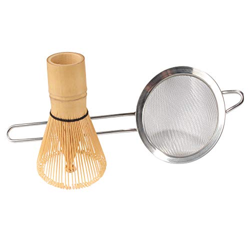 Authentic Bamboo Matcha Whisk and Strainer Set