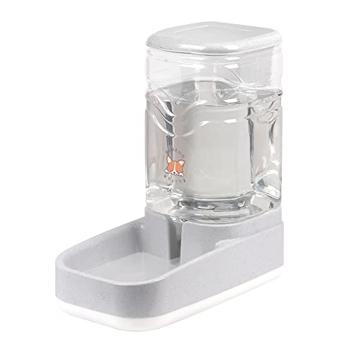 Automatic Dog Cat Gravity Water Bowl Dispenser Cat Water Fountain Large Capacity 3.8L,1 Gallon Large Capacity for Small Medium Pets (Grey Waterer)