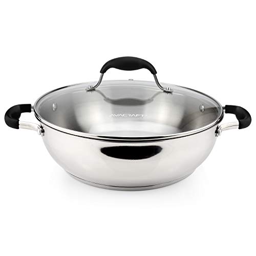 AVACRAFT 18/10 Stainless Steel Everyday Pan with Five-Ply Base