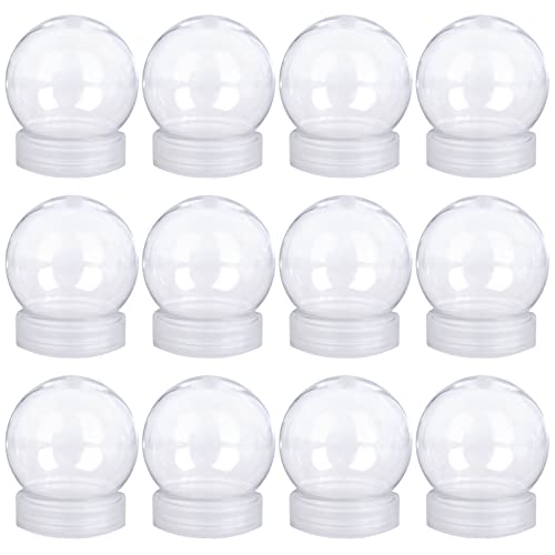 Aweyka 12 Pieces DIY Water Globe Snow Globe 2.7 Inch (69mm) Height Clear PET Plastic with Screw Off Cap for DIY Crafts Christmas Decoration