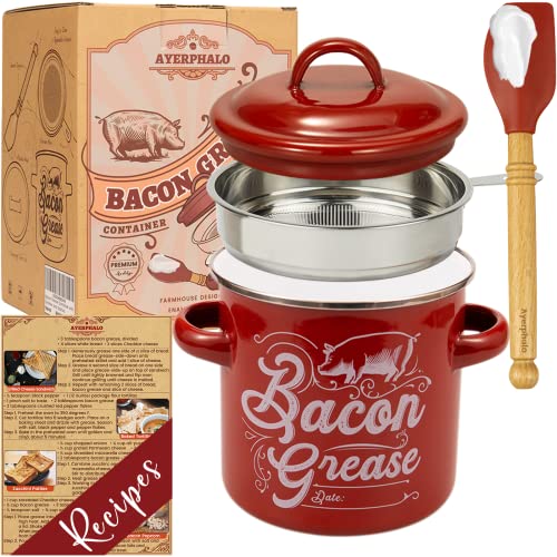 Ayerphalo Bacon Grease Container with Strainer