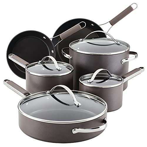 Ayesha Curry Professional Nonstick Cookware Set, 10 Piece, Charcoal