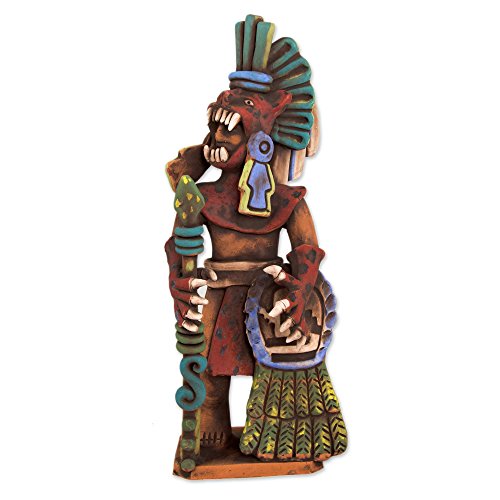 Aztec Jaguar Warrior Ceramic Sculpture