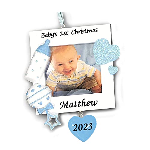 Baby Boy Blue Photo Frame Christmas Tree Decoration