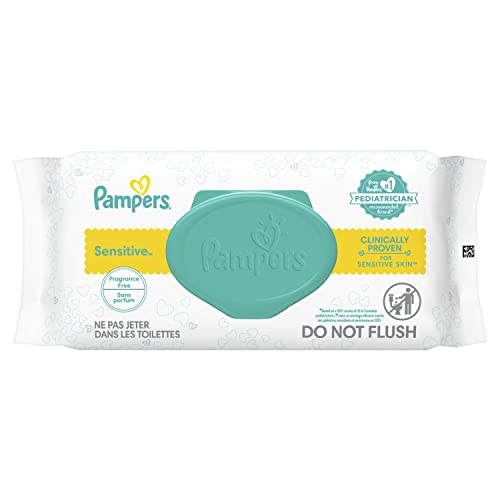 Baby Wipes Fitment, 56 count - Pampers Sensitive Water Based Hypoallergenic and Unscented Baby Wipes (Packaging May Vary)