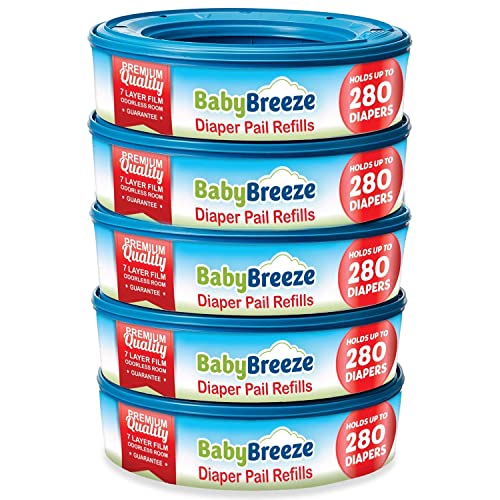 BabyBreeze Diaper Pail Refill Bags - 1400 Count (5-Pack)