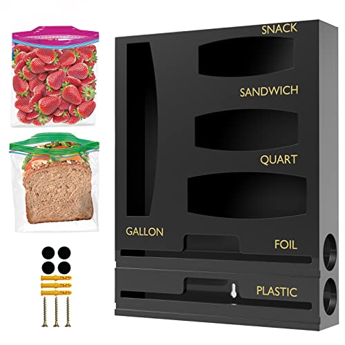 Bag Organizer with Cutter for Kitchen Drawer and Wall Mounted