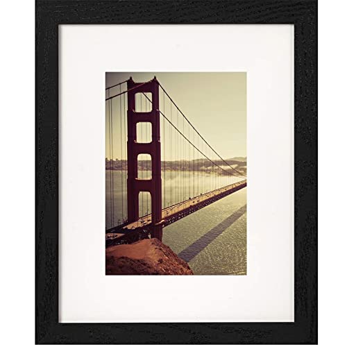 BAIJIALI 8x10 Picture Frame Black Wood Pattern with HD Plexiglass, Display Pictures 5x7 with Mat or 8x10 Without Mat, Horizontal and Vertical Formats for Wall and Table Mounting