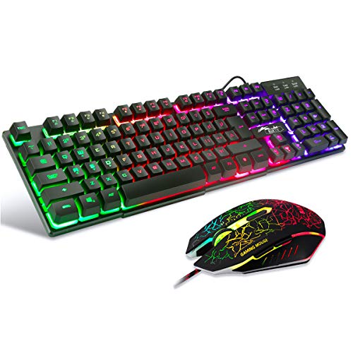 BAKTH Multiple Color Rainbow LED Backlit Keyboard and Mouse Combo