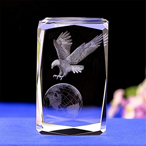 Bald Eagle Crystal Glass Figurine - 3D Laser Etched Art