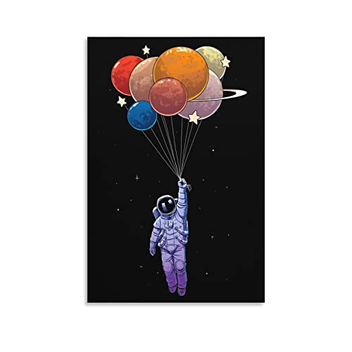 Balloon Astronaut Space Poster