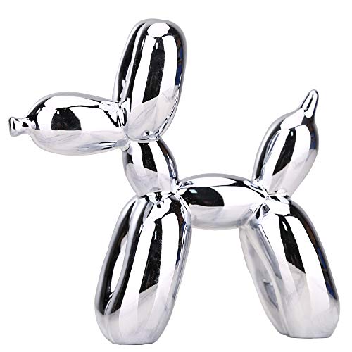 Balloon Dog Statue Home Decor Modern Art Funky Statues for Coffee Table Kitchen Decorations Decor Trendy Color Schemes Room Aesthetic Silver Quality Sculpture Dog (3.9*3.9*1.5inch, silver gray)