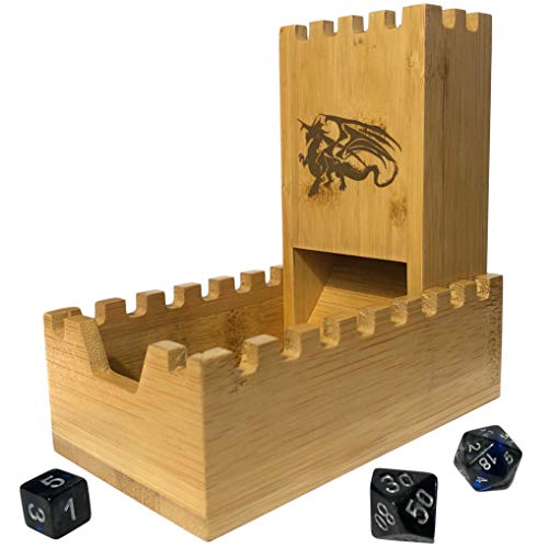 Bamboo Dice Tower | Special Edition Wooden Rolling Case | Perfect for DM's, Mini Games, RPG Players, DND, Dungeons and Dragons | Foldable Handcrafted Wood Die Roller Castle | Collapsible Dice Chest