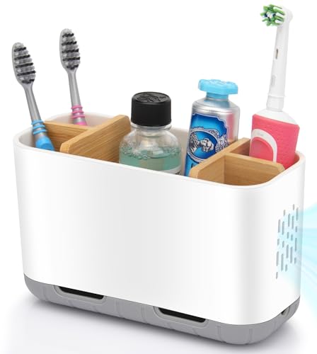 Bamboo Divider Toothbrush and Toothpaste Holder