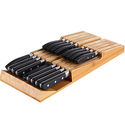 Bamboo In-Drawer Knife Block Set for 16 Knives